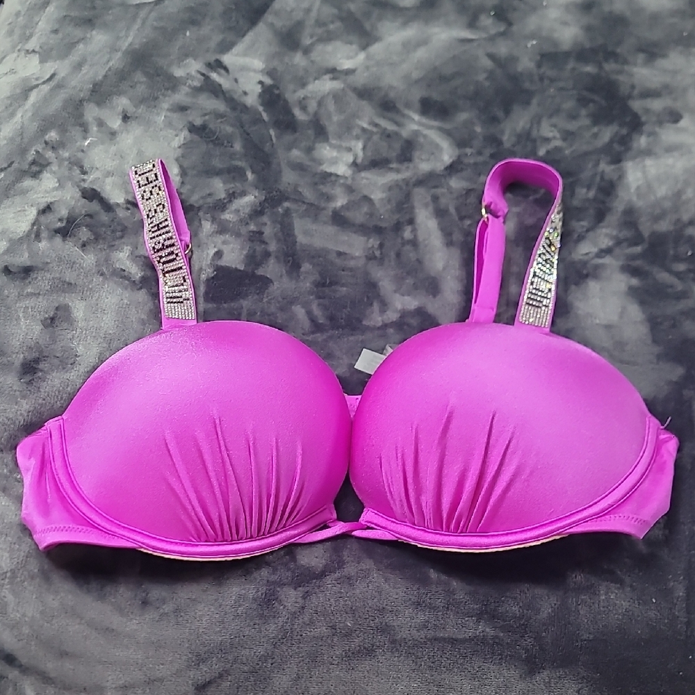 Victoria's Secret Fuchsia Bra with Glitter Straps